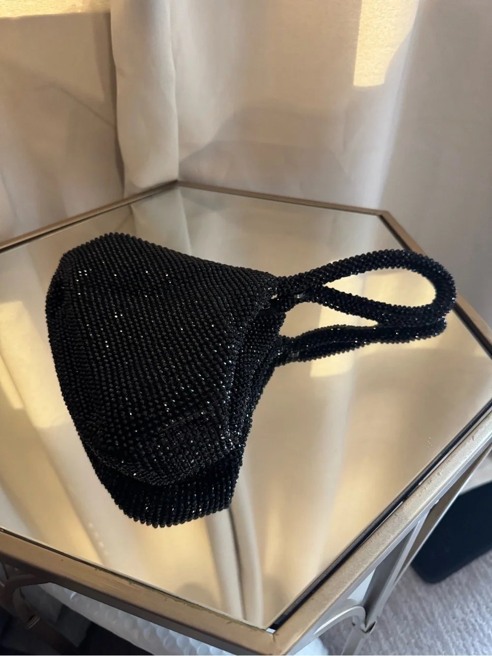 Black Beaded Evening Wristlet